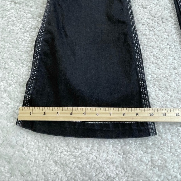 Burberry Brit Flare Black Jeans. Retro 70s Contrast Stitch. Tagged 27, Actual 24 - Picture 14 of 15